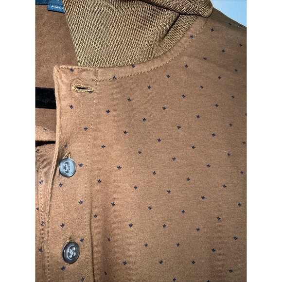 Perry Ellis Mens Shirt Brown XXL Polo Short Sleeve Luxury Pima Cotton Polka Dots - Picture 4 of 13